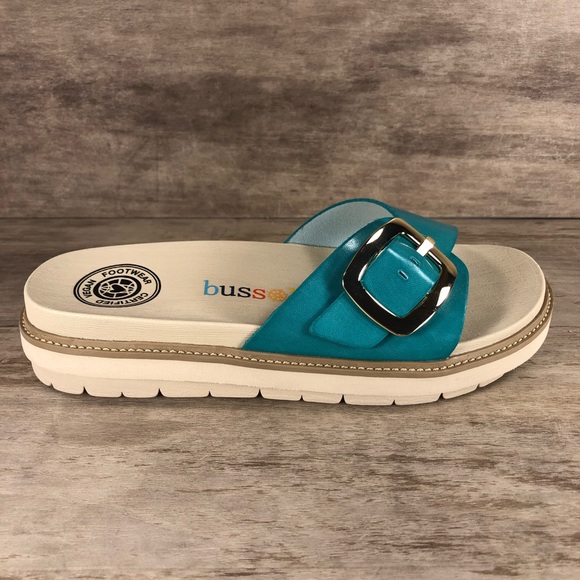 bussola Shoes - NEW Bussola Pinoye Sandal Vegan Turquoise with Gold Buckle Women 6.5, 8.5, 9